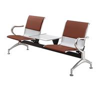 FQMYLTYN Chaises de Salle D'attente, Banc d'accueil D'aéroport avec Table et Accoudoirs, Canapé Visiteur 2 Places, Chaises de Hall pour Bureau d'affaires ou Banque(Brown)