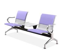 FQMYLTYN Chaises de Salle D'attente, Banc d'accueil D'aéroport avec Table et Accoudoirs, Canapé Visiteur 2 Places, Chaises de Hall pour Bureau d'affaires ou Banque(Purple)