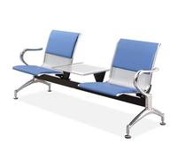 FQMYLTYN Chaises de Salle D'attente, Banc d'accueil D'aéroport avec Table et Accoudoirs, Canapé Visiteur 2 Places, Chaises de Hall pour Bureau d'affaires ou Banque(Blue)