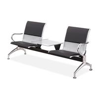 FQMYLTYN Chaises de Salle D'attente, Banc d'accueil D'aéroport avec Table et Accoudoirs, Canapé Visiteur 2 Places, Chaises de Hall pour Bureau d'affaires ou Banque(Black)