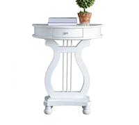 FQMYLTYN Console Demi-Lune avec Tiroir, Table D'appoint en Bois Massif pour Entrée, Bureau D'appoint Style Milieu du Siècle pour Salon, Couloir, Hall D'entrée(White)