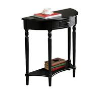 FQMYLTYN Console Demi-Lune en Bois Massif, Table D'entrée à 2 Niveaux avec Tiroir et Étagère de Rangement, Table D'appoint Étroite pour Couloir, Entrée, Salon(Black,90x38x88cm)