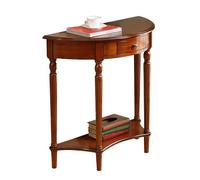 FQMYLTYN Console Demi-Lune en Bois Massif, Table D'entrée à 2 Niveaux avec Tiroir et Étagère de Rangement, Table D'appoint Étroite pour Couloir, Entrée, Salon(Brown,60x30x80cm)
