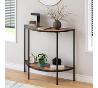 FQMYLTYN Console Demi-Lune, Table D'entrée Industrielle à 2 Niveaux avec Structure Métallique, Table D'appoint Étroite pour Hall, Couloir Et Salon(100x30x80cm)