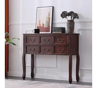 FQMYLTYN Console en Bois Massif à 6 Tiroirs, Table D'entrée de Style Campagnard avec Pieds Réglables, Grand Espace de Rangement pour Hall D'entrée, Couloir ou Salon(Brown,120cm/47in)