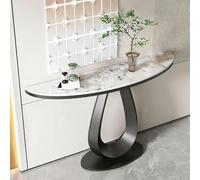 FQMYLTYN Console Industrielle avec Piètement, Table D'appoint Étroite en Marbre à Placer Derrière Un Canapé, Idéale pour Le Salon, Le Couloir ou Le Hall D'entrée(Black,120x35x80cm)