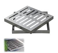FQMYLTYN Couvercle de Drain Extérieur, Grille de Drainage en Acier Inoxydable avec Base, Couvercle de Crépine de Drainage, pour Allée, Trottoir, Béton, Cour(30x30x3cm)