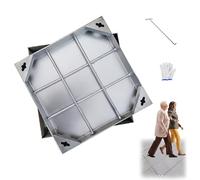 FQMYLTYN Couvercle de Regard et Cadre en Acier Inoxydable, Couvercle de Fosse Septique Encastré Invisible avec Base, Couverture de Bassin D'Épuration Carré, pour Cour, Allée, Trottoir(40x40x5cm)
