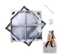 FQMYLTYN Couvercle de Regard et Cadre en Acier Inoxydable, Couvercle de Fosse Septique Encastré Invisible avec Base, Couverture de Bassin D'Épuration Carré, pour Cour, Allée, Trottoir(30x30x5cm)