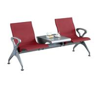 FQMYLTYN Ensemble de Bancs pour Salle D'attente, Chaise de Réception de Bureau 2 Places en PU avec Table, Chaises de Réception D'aéroport, pour Hall D'hôpital, Banque, Salon, École(Red)