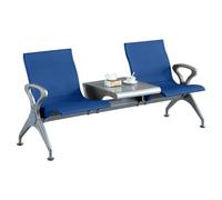 FQMYLTYN Ensemble de Bancs pour Salle D'attente, Chaise de Réception de Bureau 2 Places en PU avec Table, Chaises de Réception D'aéroport, pour Hall D'hôpital, Banque, Salon, École(Blue)