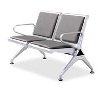 FQMYLTYN Ensemble de Chaises de Réception de Bureau, Canapé Visiteur de Salle D'attente, Banc de Réception D'aéroport 2 Places en Cuir PU avec Accoudoirs, pour Market Bank, Hôpital(Gray)