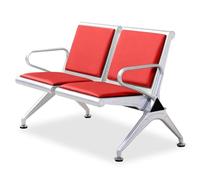 FQMYLTYN Ensemble de Chaises de Réception de Bureau, Canapé Visiteur de Salle D'attente, Banc de Réception D'aéroport 2 Places en Cuir PU avec Accoudoirs, pour Market Bank, Hôpital(Red)