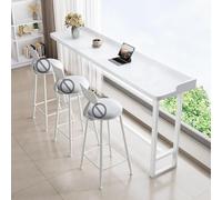 FQMYLTYN Table de Bar Étroite avec Rebord, Table Haute de Pub en Bois Massif, Comptoir de Petit-Déjeuner Rectangulaire de Style Industriel, pour Restaurant, Café ou Bistro(180cm/71in)