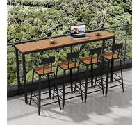 FQMYLTYN Table de Bar Extérieure, Table de Bar de Hauteur Comptoir pour Terrasse, Bureau en Bois pour Balcon avec Rambarde, Imperméable, pour Café-Bistro, sans Tabourets(Black,140x40x105cm)