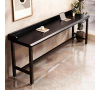 FQMYLTYN Table de Bar, Table Haute de Pub en Bois Massif, Comptoir Rectangulaire de Style Industriel, Console Étroite pour Restaurant, Café, Salle de Pause, Petits Espaces(Black,180x40x110cm)