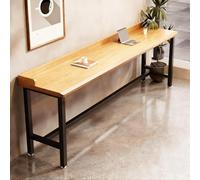 FQMYLTYN Table de Bar, Table Haute de Pub en Bois Massif, Comptoir Rectangulaire de Style Industriel, Console Étroite pour Restaurant, Café, Salle de Pause, Petits Espaces(Natural,120x40x110cm)