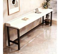 FQMYLTYN Table de Bar, Table Haute de Pub en Bois Massif, Comptoir Rectangulaire de Style Industriel, Console Étroite pour Restaurant, Café, Salle de Pause, Petits Espaces(White,120x40x110cm)