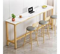 FQMYLTYN Table Haute de Bar, Table de Pub en Faux Marbre, Mange de Comptoir Rectangulaire pour Salle à Manger Ou Café, Idéale pour Une Entrée, Un Café ou Un Bistro(White,140cm/55in)