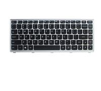 fqparts Replacement Clavier d'ordinateur Portable pour for Lenovo S300 S305 S400 S400T S405 S410 S415 S435 S436 Noir avec Cadre argenté États-Unis Version