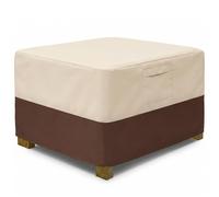FQQF vailge - Housse pour ottomane carrée, imperméable et robuste avec poignées rembourrées, pour table d'appoint de terrasse, taille M, beige et marron