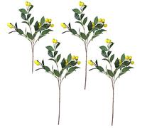 FQQWEE Lot de 4 branches de citronnier artificielles de 66,4 cm avec feuilles vertes pour vase, plantes de citron artificielles réalistes pour décoration de maison, bureau, mariage