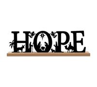 FQRDKT Crèche de Noël en métal avec base en bois - Décoration de Noël - Illustration - Silhouette de crèche de Noël pour étagère, salon, espoir