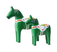 FQRDKT Figurine En Bois de Collection Représentant Un Cheval de Dalécarlie Suédois, Idéale pour La Décoration Intérieure, Vert, Grand et Petit