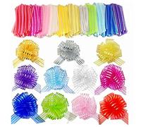 FQTANJU Lot de 22 grands nœuds à tirer en organza de couleurs mélangées avec ruban pour décoration de fête de mariage, paniers cadeaux, 15,2 cm