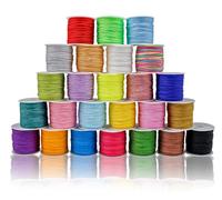 FQTANJU Lot de 25 rouleaux de fil en nylon de 0,8 mm pour bracelets, 25 couleurs, cordon en nylon de 0,8 mm pour la fabrication de bijoux, perles, colliers, kumihimo, bracelets tressés, pompons et