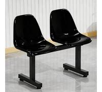 FQWYNMZ Chaises de Salle D'attente 2 Places avec Dossier, Bancs D'attente, Bancs de Remplacement, Siège Monobloc en Plastique, Sièges de Stade, pour Jardin, Parc, Terrasse, Stade(Black)