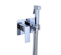 FQYEP Douchette Toilette Wc Encastrable Pulvérisateur de Bidet de Toilette Chromé en Laiton,Tuyau en Acier Inoxydable