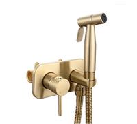 FQYEP Encastré Kit Douchette Wc Complet Pulvérisateur de Bidet de Toilette Eau Chaude et Froide,Or Brossé,Mode Unique