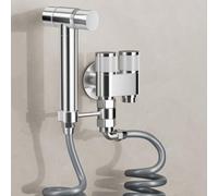 FQYEP Ensemble De Douchette De Bidet Chromé Douchette WC Portable Murale En Laiton avec Double Valve D'Angle D'Eau Et Support Peut Être Connectée Aux Toilettes Ou À La Machine À Laver