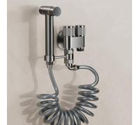 FQYEP Ensemble De Douchette De Bidet Douchette WC Portable Murale En Laiton avec Double Valve D'Angle D'Eau Et Support Peut Être Connectée Aux Toilettes Ou À La Machine À Laver,Gris Pistolet