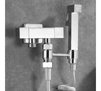 FQYEP Ensemble De Pulvérisation pour Toilettes Douchette Portable Mural Double Sortie En Laiton Double Interrupteur Adapté Au Nettoyage Des Toilettes,Chromé