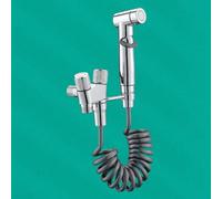 FQYEP Kit Douchette WC Complet Chromé Pulvérisateur De Bidet À Main En Laiton Double Sortie D'Eau Peut Être Connectée Aux Toilettes pour Salle De Bains