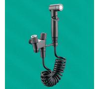FQYEP Kit Douchette WC Complet Pulvérisateur De Bidet À Main En Laiton Double Sortie D'Eau Peut Être Connectée Aux Toilettes pour Salle De Bains,Gris Pistolet