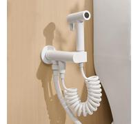 FQYEP Kit Douchette WC En Laiton Blanc Mural Double Sortie | Deux Modes De Sortie D'Eau Peuvent Être Connectés Aux Toilettes Ou Au Lave-Linge Adaptés Au Nettoyage Des La Salle De Bain