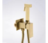 FQYEP Kit Douchette Wc Encastré Pulvérisateur de Bidet de Toilette Eau Chaude et Froide,Or Brossé,Tuyau en Acier Inoxydable