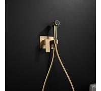 FQYEP Kit Douchette Wc Encastré Pulvérisateur de Bidet Portable Double Mode (Jet/Soft) Chaude et Froide,Or Brossé