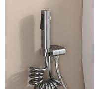 FQYEP Kit Douchette WC Pulvérisateur De Bidet À Main En Laiton Murale avec Valve D'Angle Double Sortie Peut Être Connectée Aux Toilettes Adaptée À La Salle De Bain,Gris Pistolet