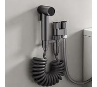 FQYEP Kit Douchette WC Pulvérisateur De Bidet En Laiton Une Entrée Deux Sorties Double Mode Adapté pour Nettoyage Des Animaux Domestiques Au Lavage Des Espaces Au Sol,Gris Pistolet