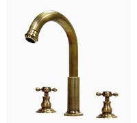 FQYEP Mitigeur Lavabo 3 Trous À Double Poignée Robinet Salle Bain Laiton Antique Pivotant À 360°,Modèle C