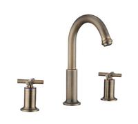 FQYEP Mitigeur Lavabo 3 Trous À Double Poignée Robinet Salle Bain Laiton Antique Pivotant À 360°,Modèle A