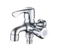 FQYEP Robinet Double Sortie Jardin,Robinet à Double Sortie,Robinet De Jardin Double,Robinet Jardin 1/2,Robinet Jardin Double Sortie,Anticorrosion et antigel,céramique,Chrome B