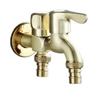 FQYEP Robinet Exterieur Jardin Double Sortie Laiton Double Interface Golden