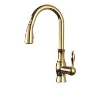 FQYEP Robinet Mitigeur Cuisine Vintage Robinet Cuisine Rabattable avec Douchette Rotatif à 360 ° Robinet D'évier de Cuisine avec 2 Modes Mitigeur Cuisine Monocommande Or