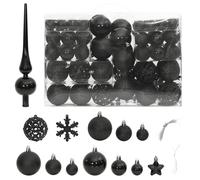 @FR Ensemble de boules de Noël 111 pièces noir polystyrène - pour Artisanat Fête Décoration - 3033209