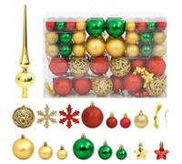 @FR Ensemble de boules de Noël 112 pcs rouge vert doré polystyrène - pour Artisanat Fête Décoration - 2143965